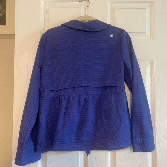 Volcom Blue & White Striped Double Breasted Collared Blazer size Medium - Picture 7 of 15